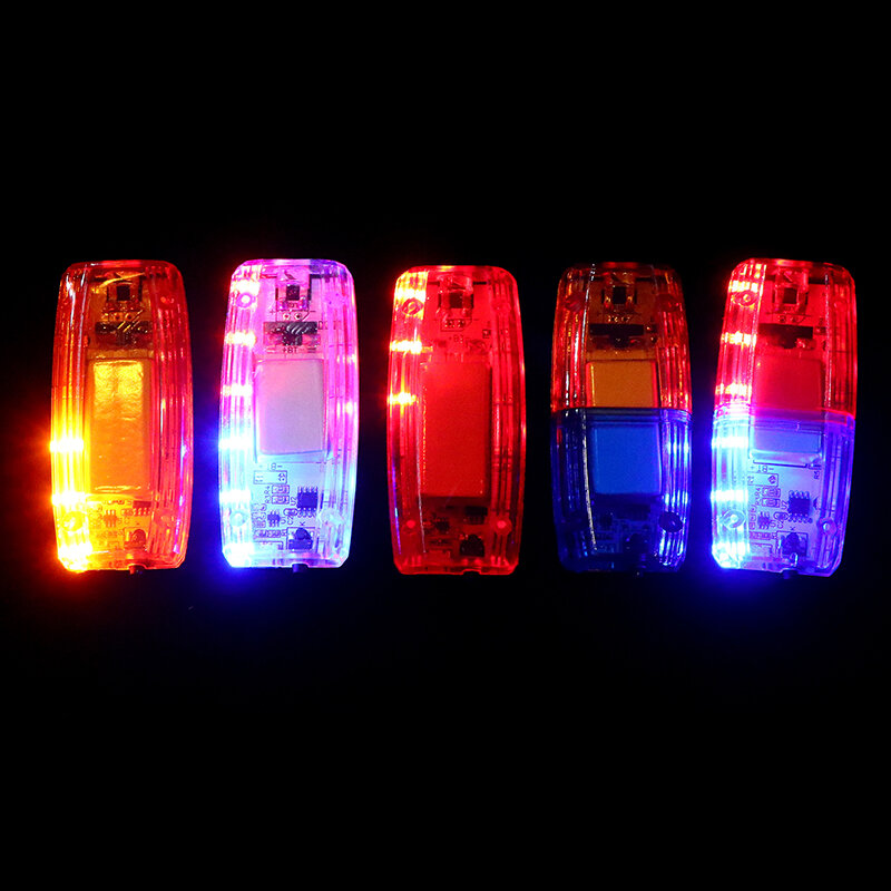 Lâmpada de ombro intermitente com luz LED, Vermelho e azul Cuidado, Luz policial de emergência, Aviso recarregável USB