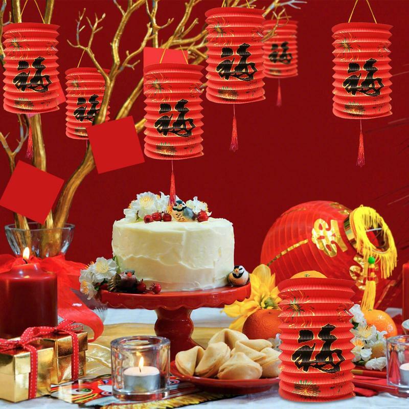 Lentera kertas Tiongkok, lentera kertas genggam untuk liburan, lampu kertas Organ untuk Festival Pertengahan Musim Gugur, pesta lucu