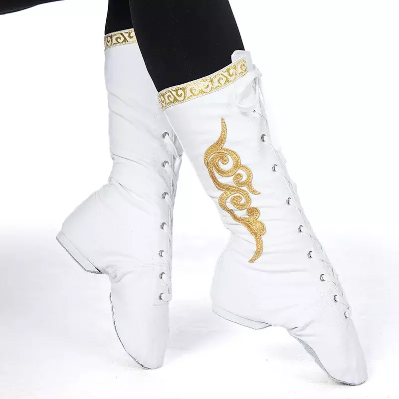 Тибетские мужские и женские танцевальные ботинки унисекс, Ранняя обувь, ботинки для лошадей, новые парусиновые танцевальные балетные ботинки, обувь для шоу