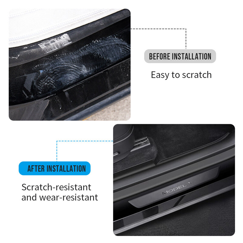 For Tesla Model Y 2021 2022 2023 Original Car Rear Door Sill Protector Decoration Sticker modelY Welcome Pedal Protection Strip