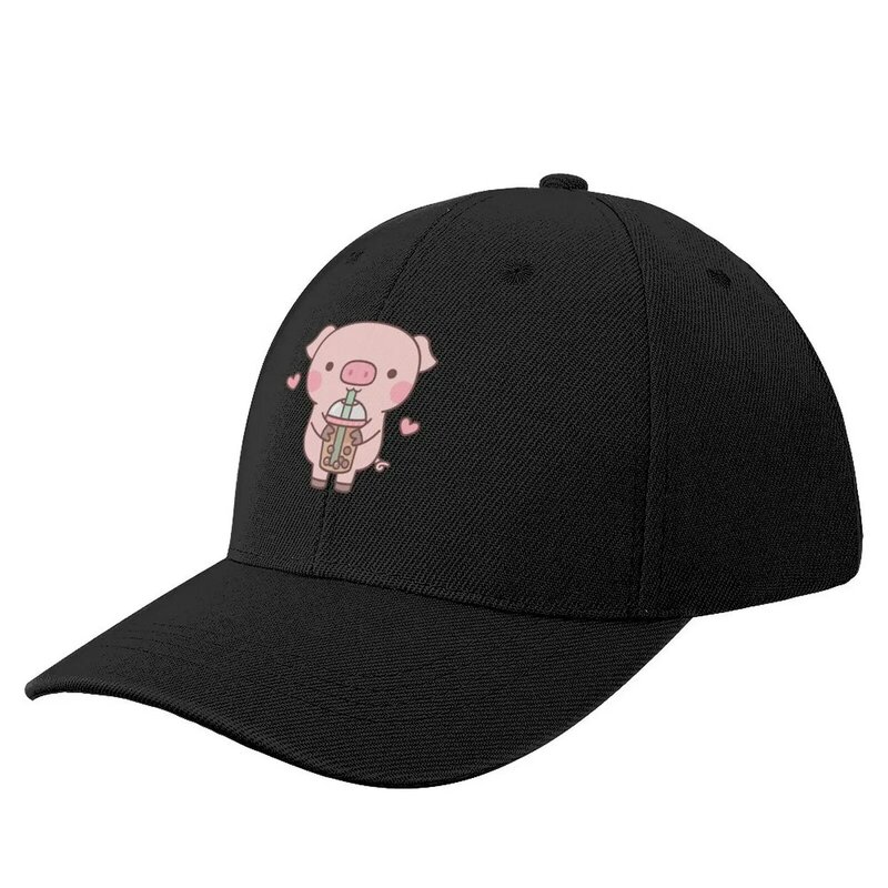 Casquette de baseball Little Piggy Love Boba Tea pour hommes et femmes, casquette de luxe, chapeau de grande taille, mignon, icône