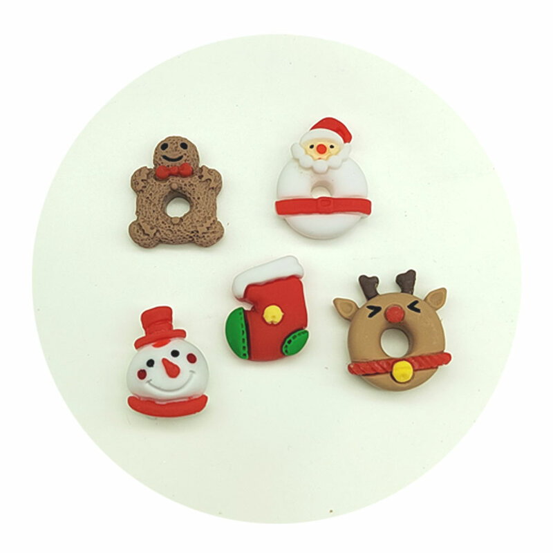 Mini dibujos animados de Navidad, muñeco de nieve, Santa serie, cabujón de resina parte posterior plana, álbum de recortes, adornos Kawaii, accesorios