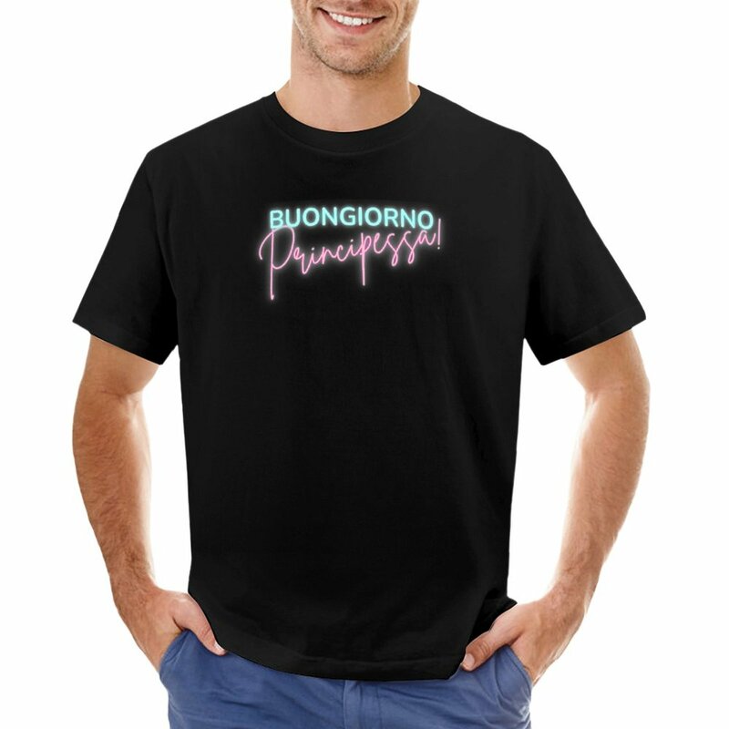 Buongiono computadorizado!! Bom dia princesa! Animal Print Graphics T-shirt para homens, roupas estéticas para meninos
