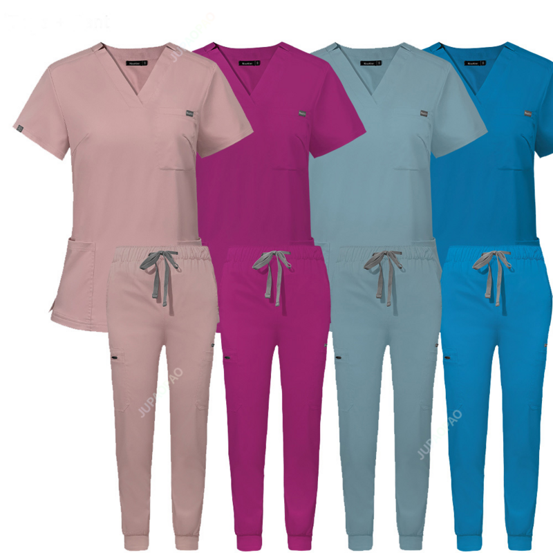 Women Scrubs Sets Nurse Accessories Medical Uniform Slim Fit Hospital Dental Clinical Workwear Clothing Surgical Overall Suits