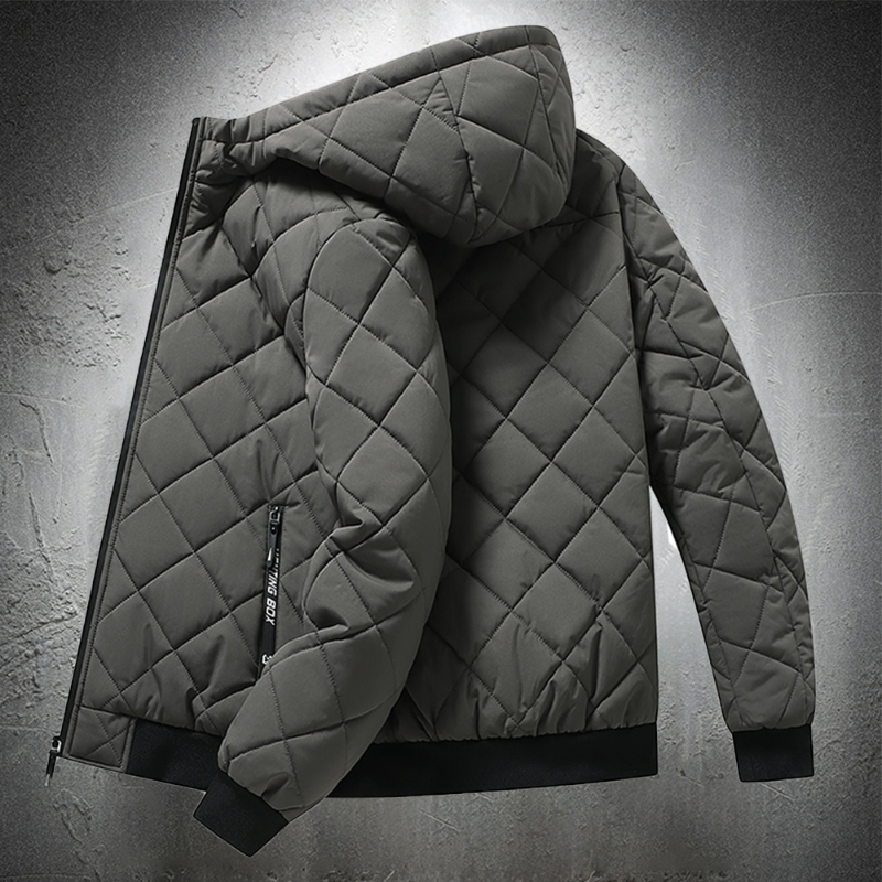 Jaqueta de algodão acolchoada masculina com capuz, textura losango, parkas casual, plus size, outono, inverno, roupas da moda, 5XL