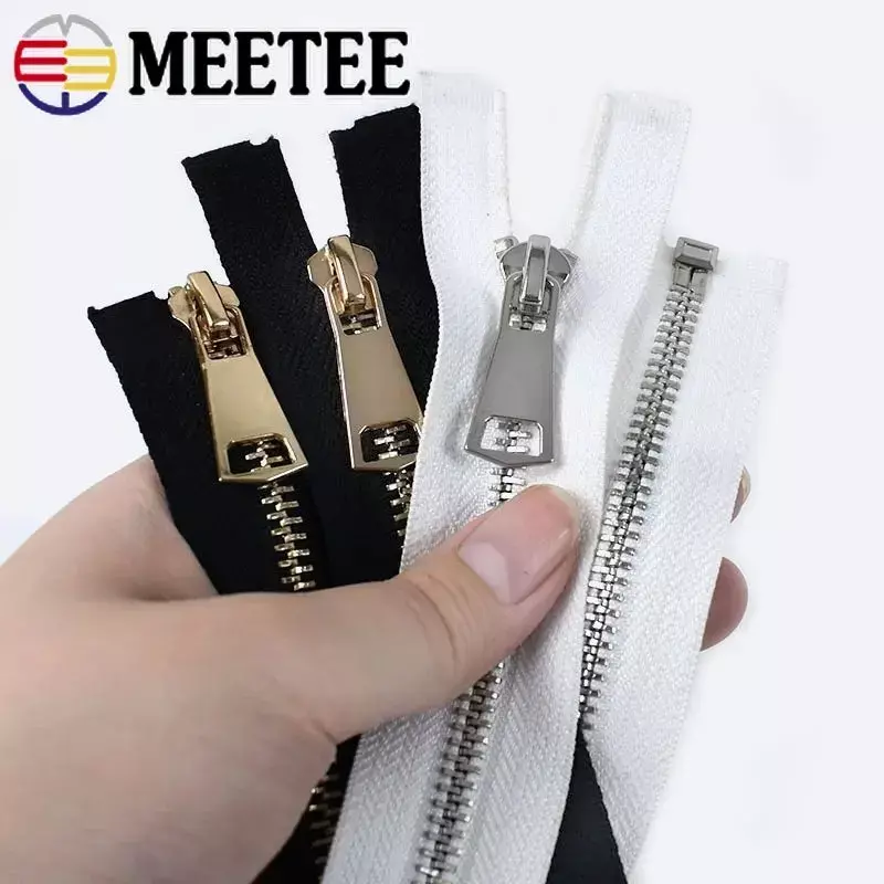 Meetee 5# 60-150cm Metal Zipper Open End Single/Double Sliders Long Zipper Clothes Down Jacket Coat Zip DIY Sewing Accessories