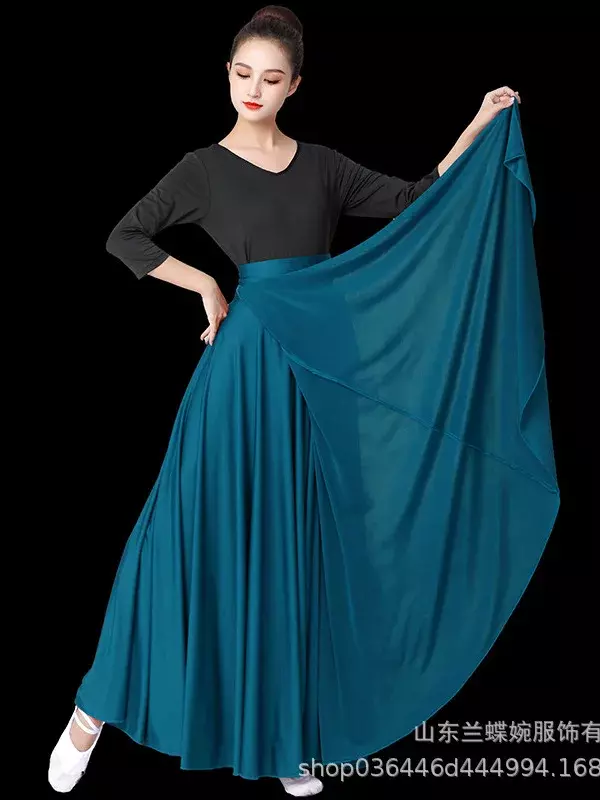 Spódnica Flamenco dla kobiet taniec hiszpański spódnica brzuch do tańca, długa sukienka duża spódnica typu Swing Gradient wydajność cygańska sukienka