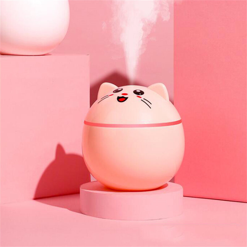 Humidificador de aire ultrasónico para el hogar, fabricante de niebla de coche con lámparas USB de gato nocturno colorido, Mini purificador de aire de oficina