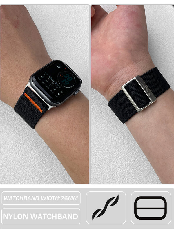 Pulseira de nylon para Apple Watch Band, Acessórios iWatch, Série 9, 8, 7, SE Ultra 2, Bracelete 44mm, 45mm, 49mm, 40mm, 41mm, Pulseira Correa