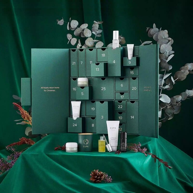 Op Maat Gemaakte Productcustom Adventskalender Lege Luxe Kartonnen Papier Cadeau Beauty Cosmetische Verpakking Countdown Advent