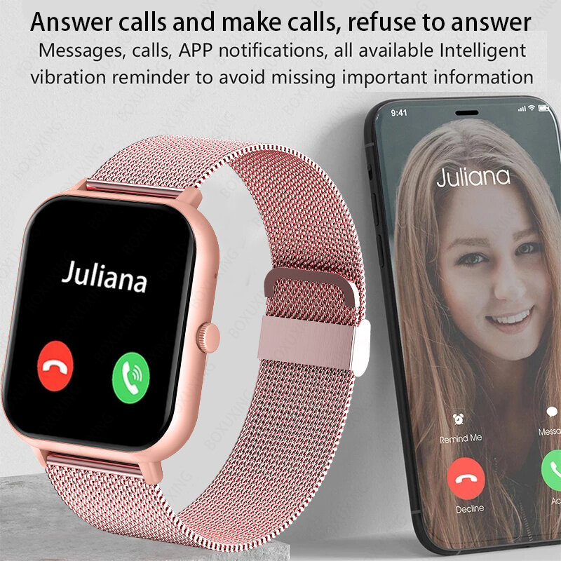 Xiaomi Call Smart Watch Women Custom Dial Smartwatch per Android IOS Waterproof Bluetooth Music Watches Full Touch Clock