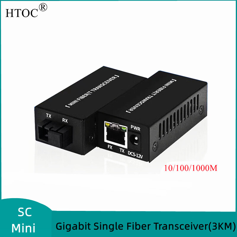 Мини гигабитный 10/100/1000M A/B SC одноволоконный Ethernet волоконно-оптический коммутатор медиаконвертер Rj45 оптический трансивер 1 пара