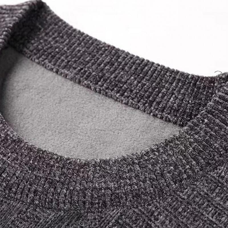 Sweater rajut pria, baju hangat lengan panjang leher bulat, tebal, musim gugur, musim dingin