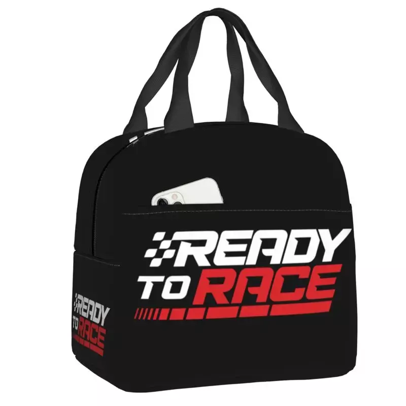 Custom Ready To Race Lunch Bag Women Motocross Bitumen Warm Cooler Insulated Lunch Boxes for Adult Office
