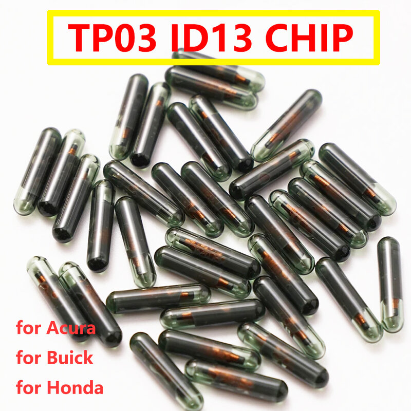Chip de llave de coche en blanco, transpondedor de cristal TP03 id 13 para Acura, Buick, Honda, 5 piezas, 10 piezas, 20 piezas, piezas