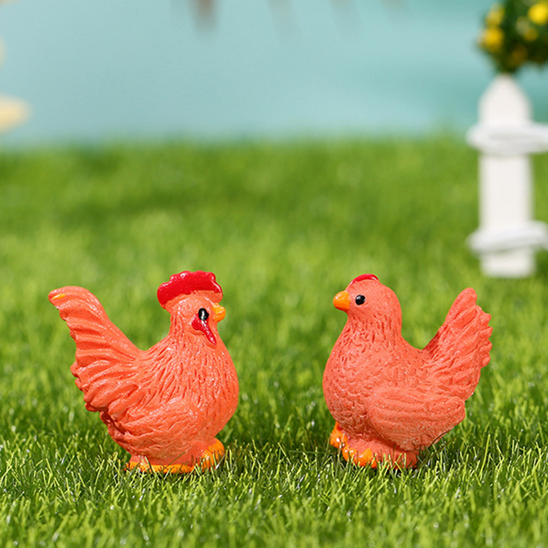 Micro paesaggio ornamento giardino gallo Decor gallina in miniatura per sculture in resina decorazioni scena figurina di pollo