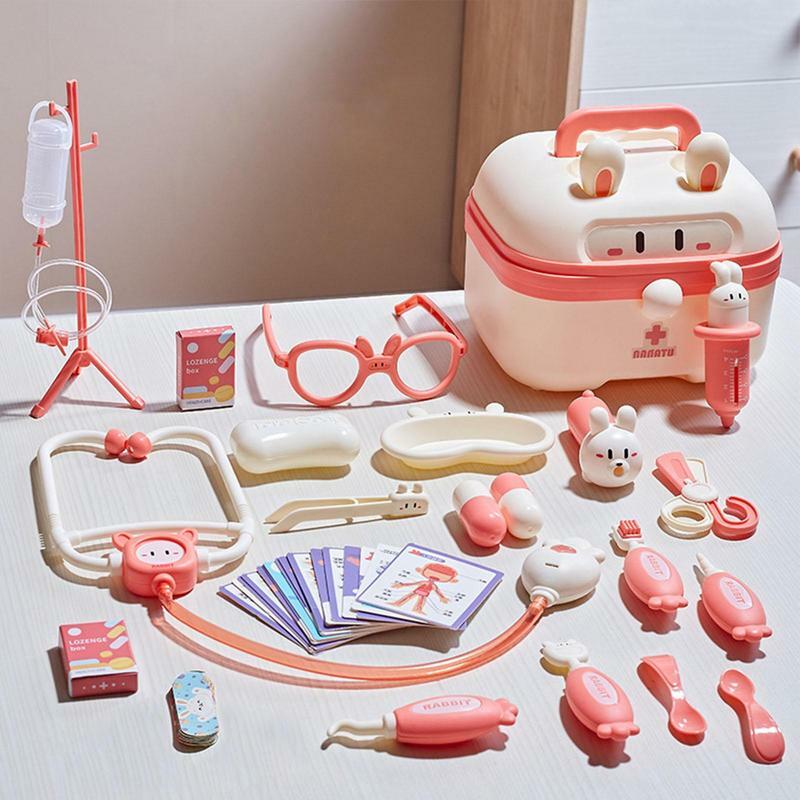 Set dokter untuk anak-anak, mainan permainan berpura-pura bermain peran mainan rumah sakit, aksesori Kit medis tas alat perawat untuk hadiah anak-anak