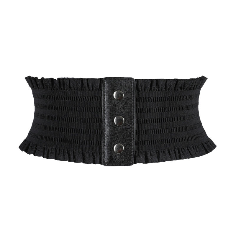 Cinturón ancho elástico para mujer, diseño Simple, decoración de dobladillo, abrigo para mujer
