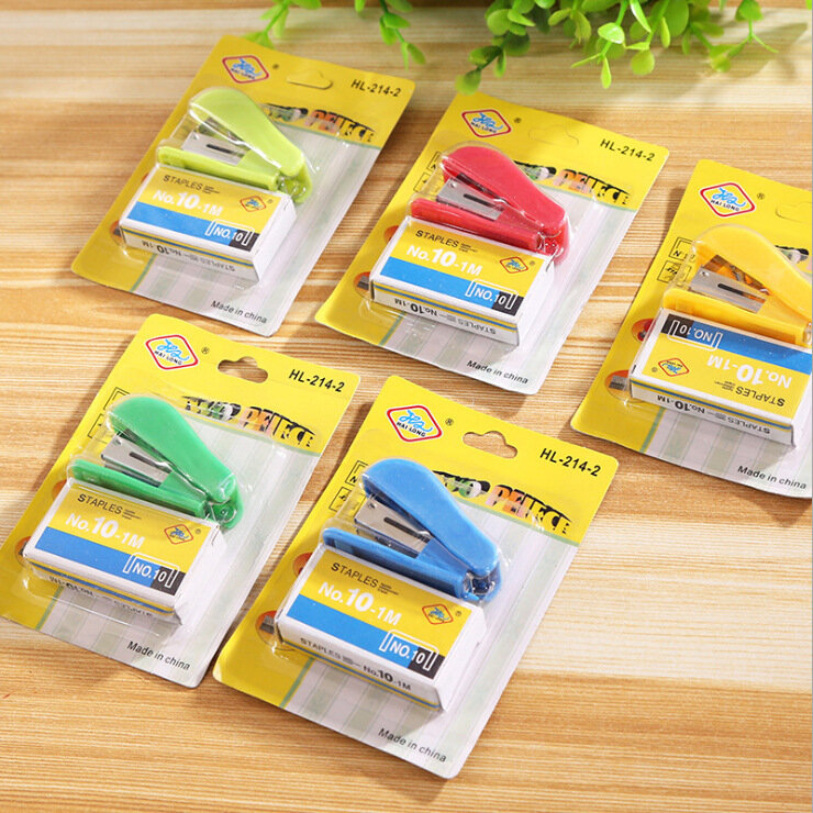 Mini Stapler Set Portable Plastic For No. 10 Staples Children Students Cute Stationery Gifts Office Supplies