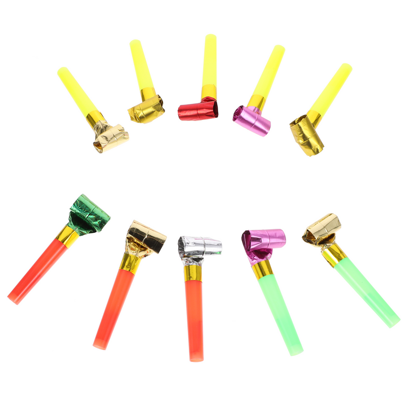 10pcs Party Party Noise Maker Horns Noise Makers Kids Whistles Cheering Props Birthday Party Favors Supplies (Random Colors)