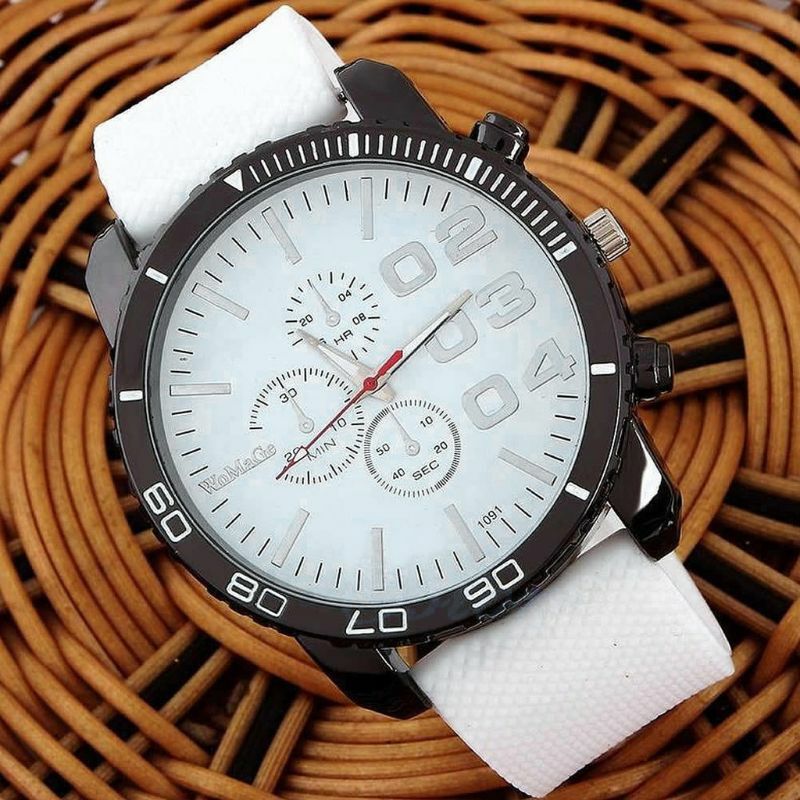 Modny męski zegarek dużą tarczą i gumką silikonową Sportowy analogowy zegarek kwarcowy na rękę Nowość