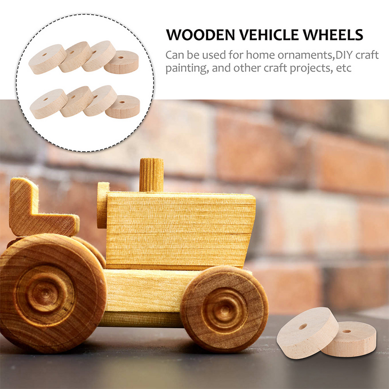 Juguete de artesanía de madera, rueda pequeña de madera, herramientas de juguete, coches de juguete, accesorios para manualidades DIY