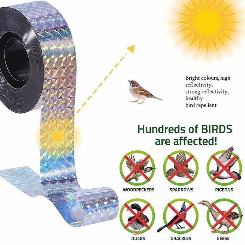 Keep Birds Away Bird Scare Tape Accessories Durable Highly Reflective Bird Repellent Tape Shiny Outdoor Bird Deterrent Tape