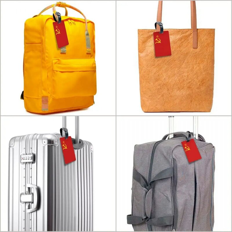スーツケースのためのsoviet外反母趾荷物タグの旗面白いロシア語cccpバッグタグプライバシーカバーidラベル