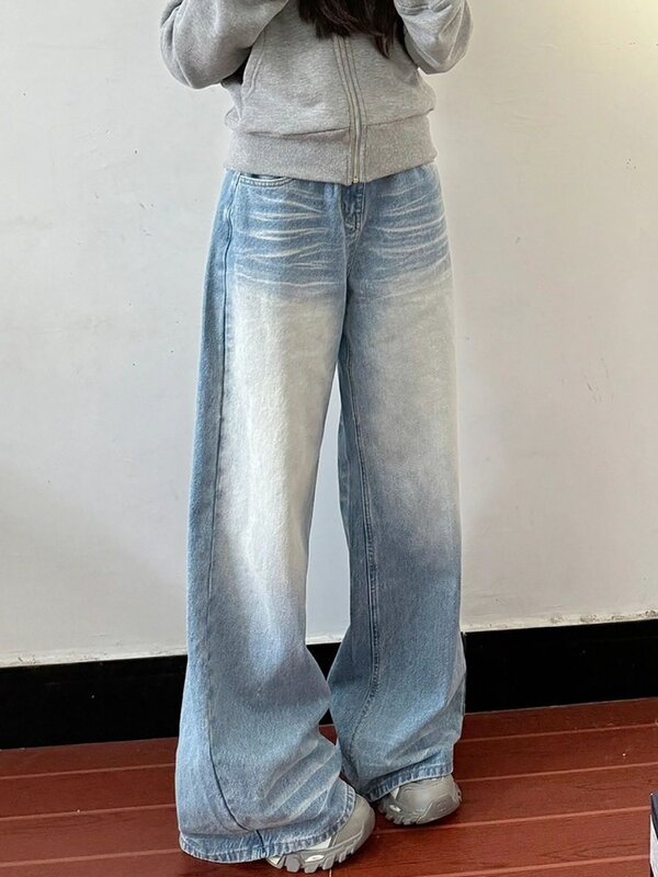 HOUZHOU Y2k Vintage Baggy Jeans Woman Korean Fashion Denim Pants Harajuku Streetwear Kpop Casual Trousers Japanese Style Spring