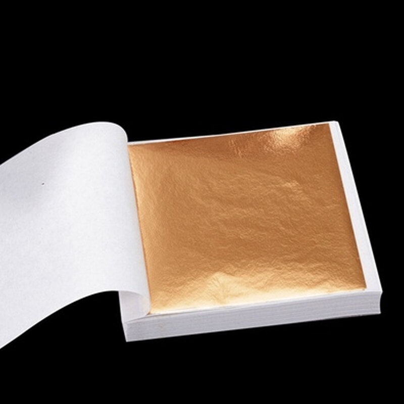 100 sztuk rzemiosło artystyczne projekt arkusze papieru praktyczne czyste błyszczące złoto liść do złocenia DIY Craft Party Decoration papier do scrapbookingu