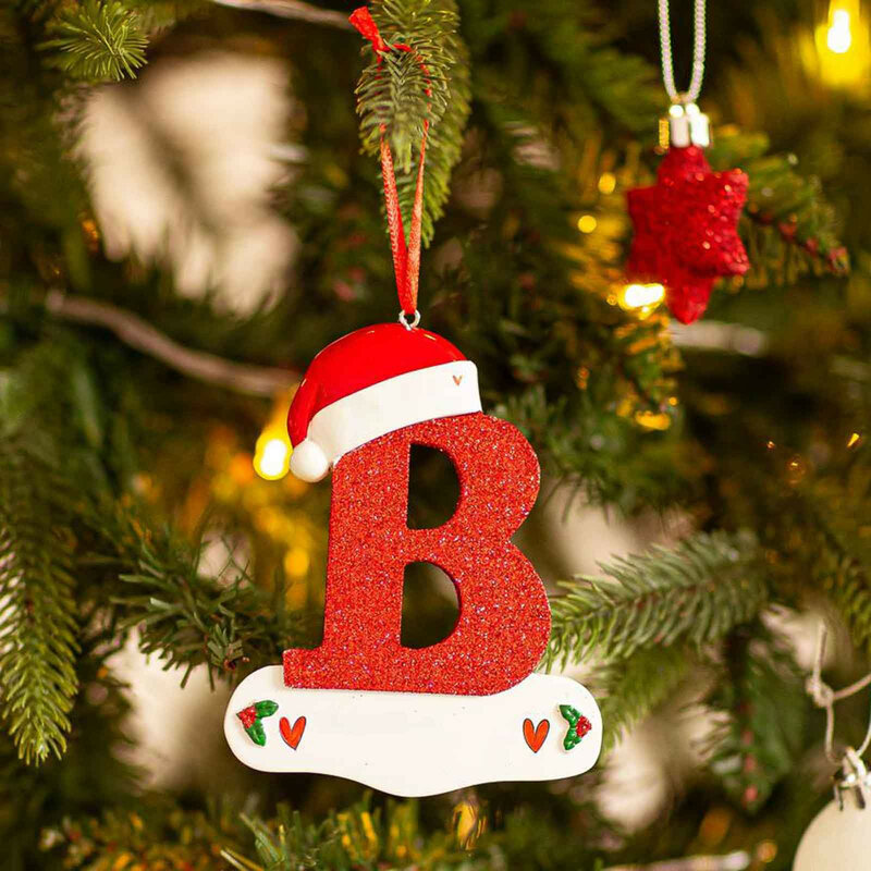 Ornement de lettre de bricolage acrylique pour la décoration d'arbre de Noël, pendentif de vacances à la maison, décor de nouvel an, 26 lettres, 2022