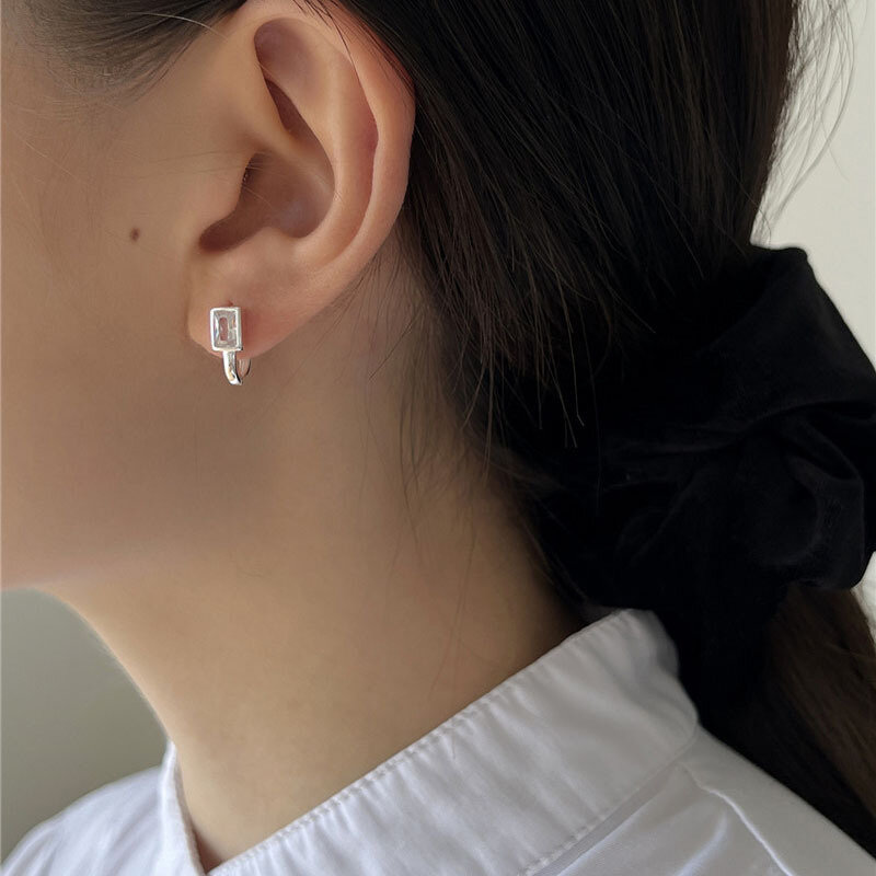XIYANIKE Minimalistischen Geometrische Weiß Zirkon Ohrringe Für Frauen Mädchen Koreanische Mode Neue Schmuck Damen Geschenk Party серьги женские
