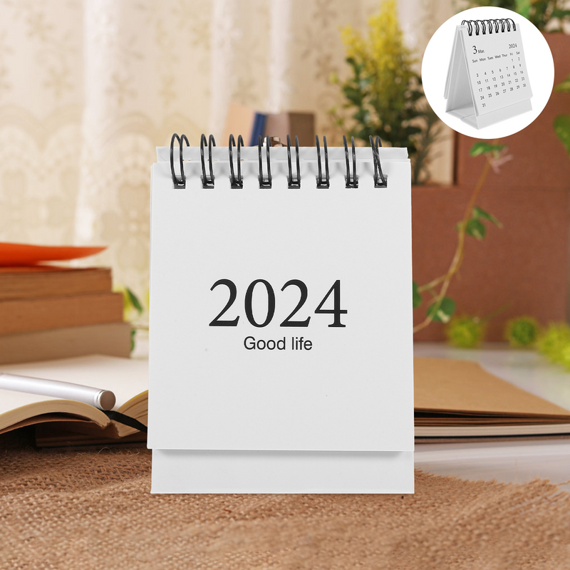 Miniatur kalender meja 2024 portabel, kalender meja Mini kalender gaya sederhana
