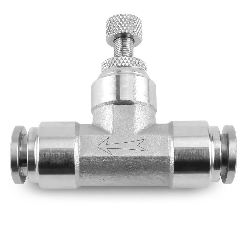 304 Stainless Steel T-Shaped Throttle Valve Pipeline Valve SA PA-4 6 8 10 12mm Gas Pipe Quick Connector Air Pressure Valve