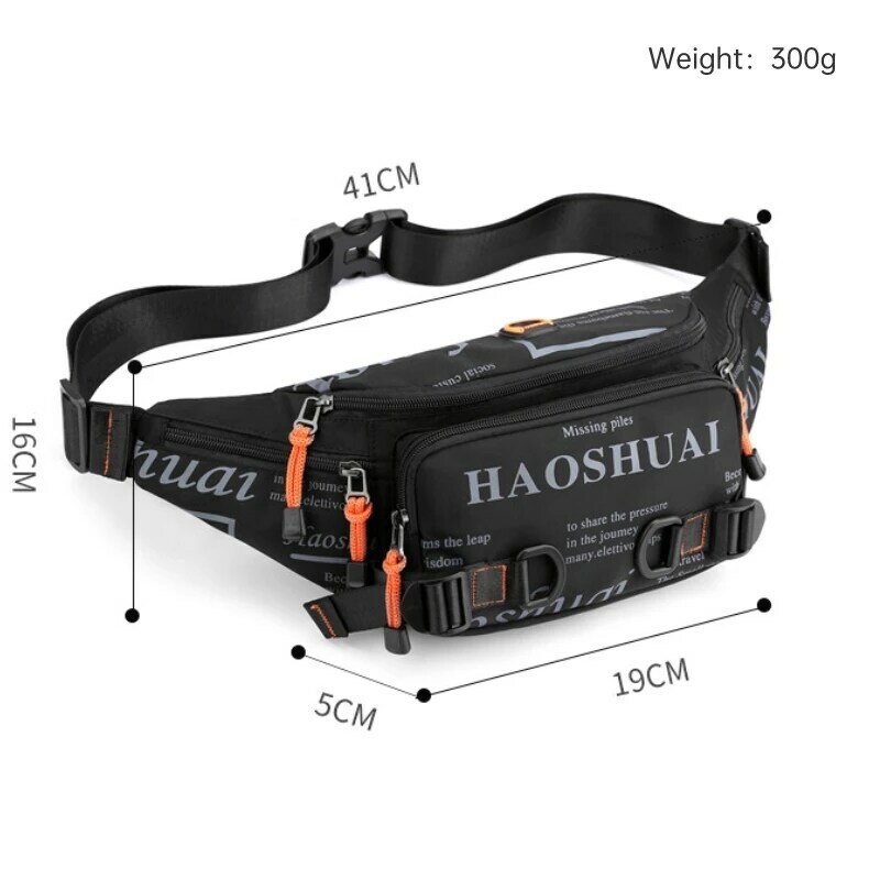 Men's Waist Bag Outdoor Fashion Sports One Shoulder Messenger Chest Bag Large Capacity Multifunctional Nylon Waterproof SUZAOZHE