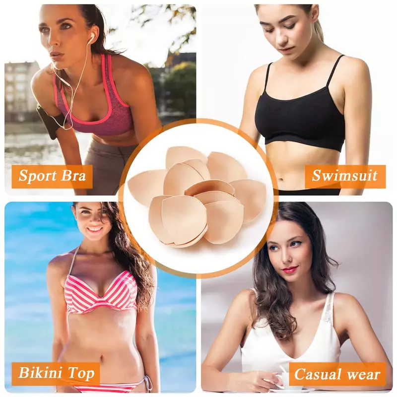 Triângulo Esponja Push Up Bra Pads Set para Mulheres, Invisible Bra Pads, Swimsuit, Biquíni, Breast Enhancers, Chest Cup, Acessórios, 2 pcs, 10pcs