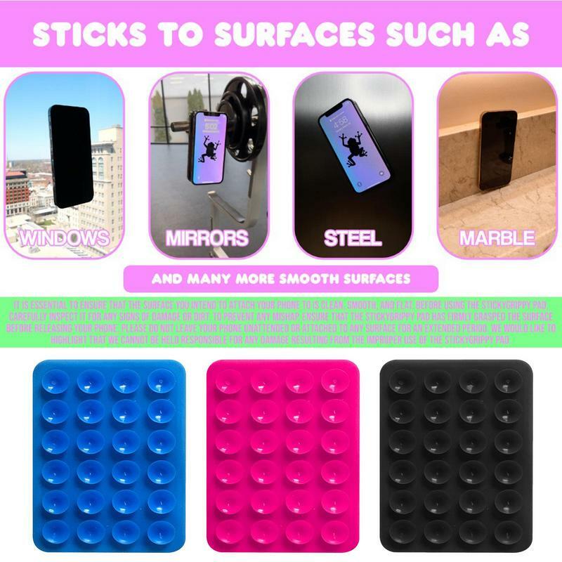 Silicone Suction Cup Phone Mount Hands-Free Fidgets Toy Mirror Shower Phone Holder Square Adhesive Anti-Slip Suction Cup Phone