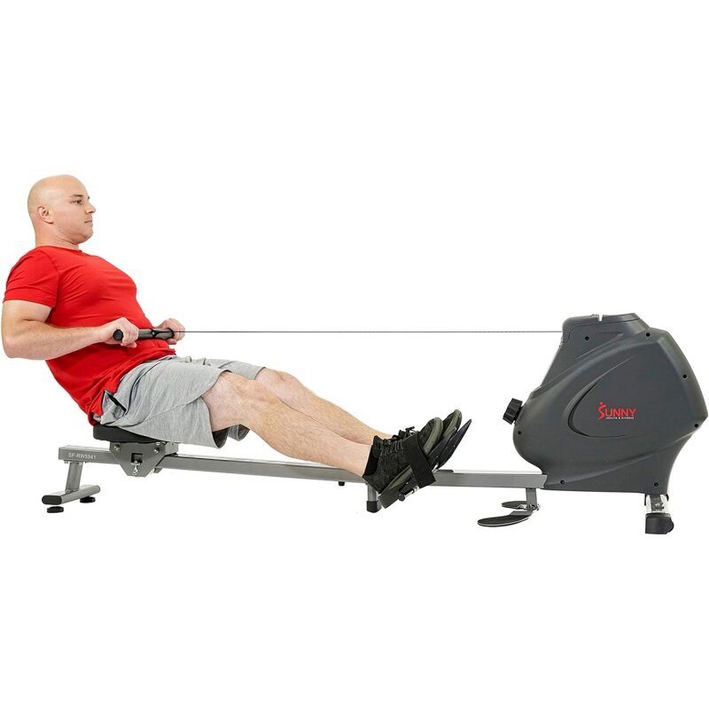 Rameur magnétique multifonction pour la santé et le fitness, toboggan pliable, boucles de biceps, rangées vers le haut, rangées assis, ensoleillé, haut de gamme