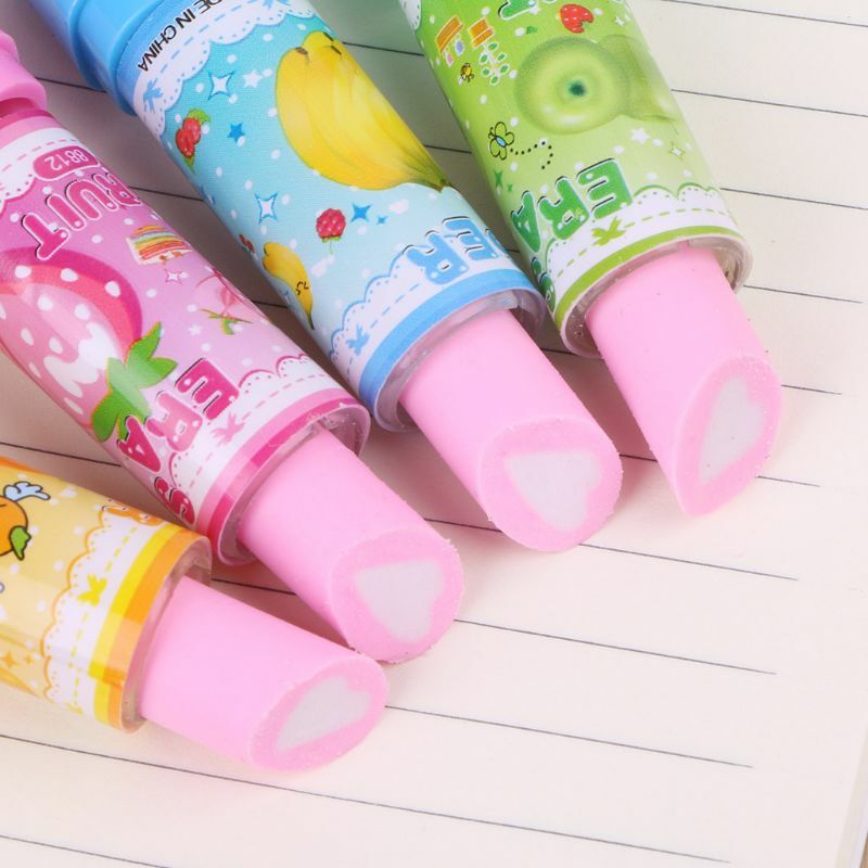 Mooi lippenstiftstijl rubber fruit potlood gum kantoorbenodigdheden cadeau speelgoed