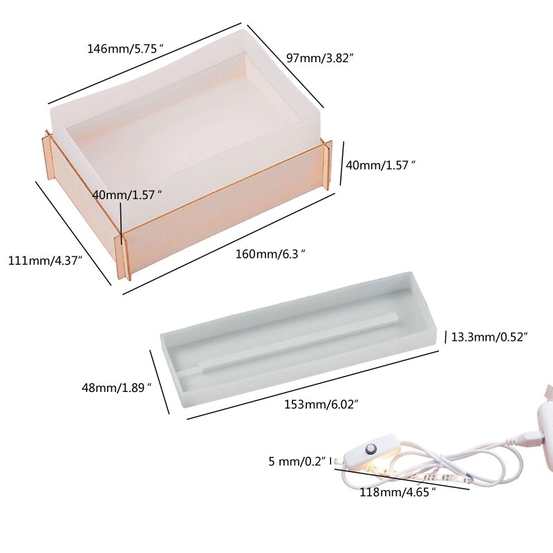 Cetakan Pengecoran Resin dengan Kabel USB untuk Membuat Kerajinan DIY Ornamen Lampu Meja