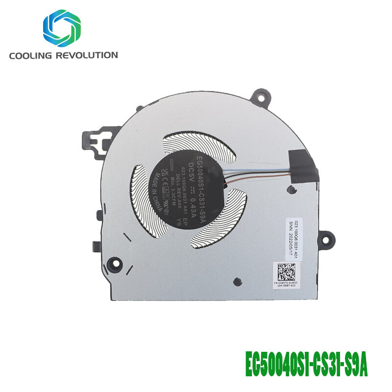 Ordinateur portable CPU Ventilateur de refroidissement EG50040S1-CS31-S9A DC5V 0.43A 4Pin pour DELL Latitude 5330 CN-0090TD 090TD 0090TD