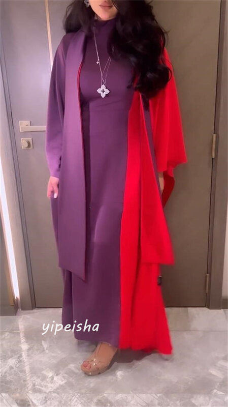 Vestido de graduación de Arabia Saudita, traje drapeado de satén para playa, línea A, cuello alto, a medida, vestidos largos para ocasiones