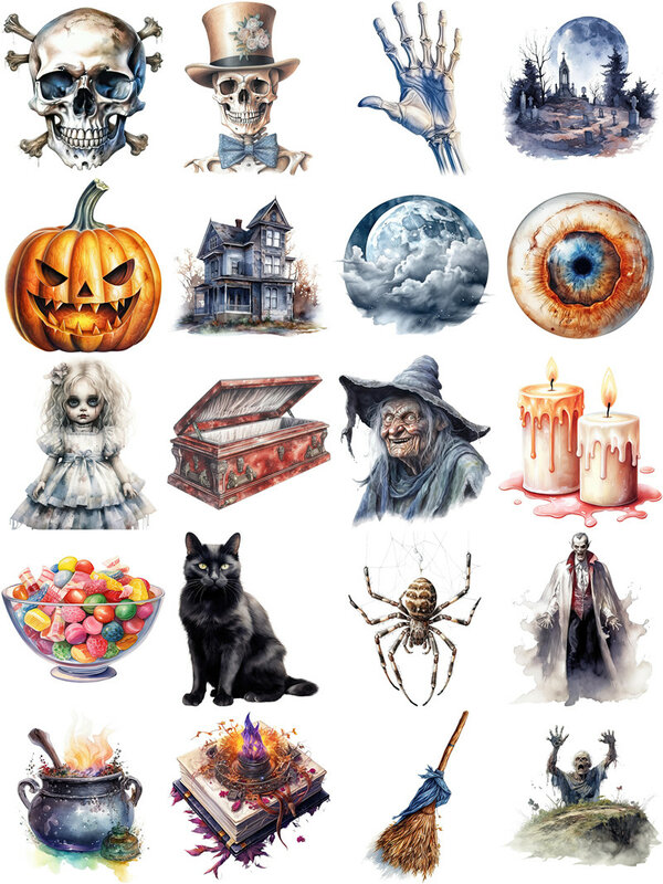 20 Stks/pak Halloween Schedel Sticker Diy Craft Scrapbooking Album Junk Journal Decoratieve Stickers