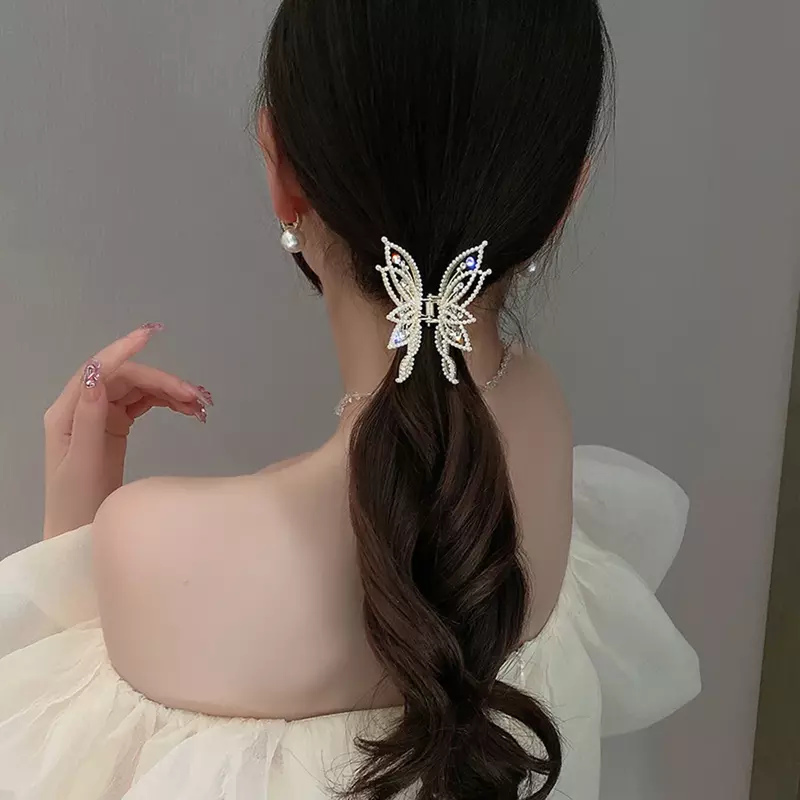 Модные металлические ажурные заколки для волос в форме бабочки для женщин и девушек элегантная заколка для конского хвоста винтажные аксессуары