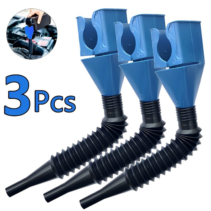 3Pcs Car Refueling Funnel Gasoline Foldable Engine Oil Funnel Tool Plastic Funnel Car Motorcycle Refueling Tool Auto Accessories