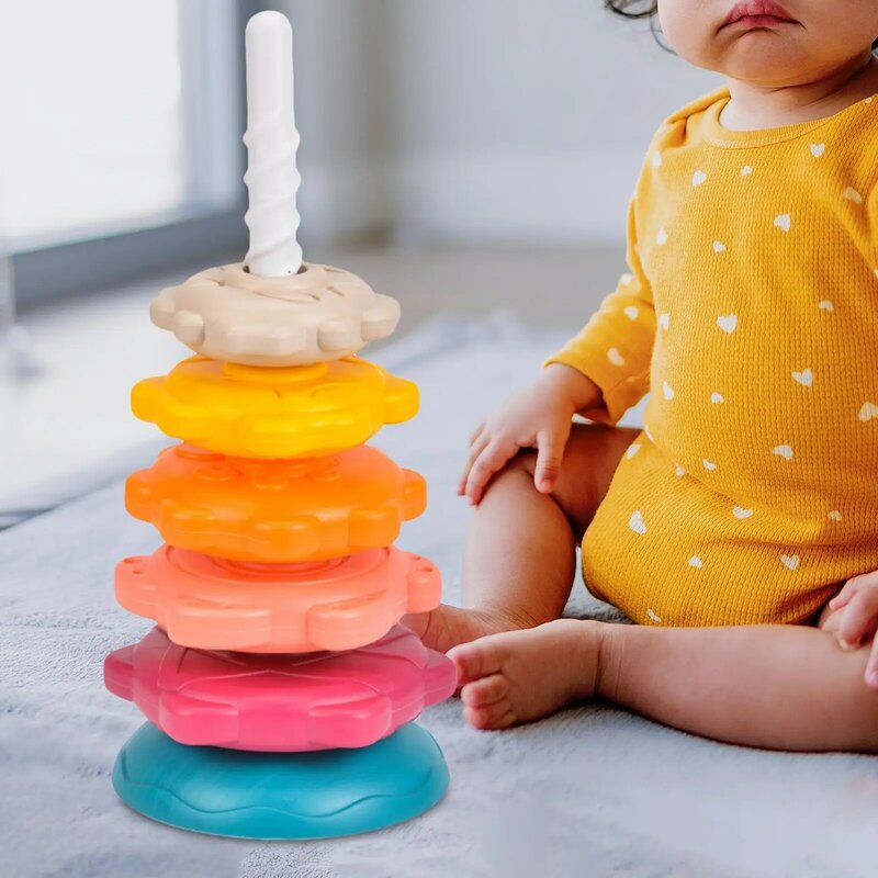 Torre de arcoíris colorida para bebé, juguete sensorial de desarrollo de inteligencia, juguete de apilamiento de arcoíris para niños, regalos para niños y niñas
