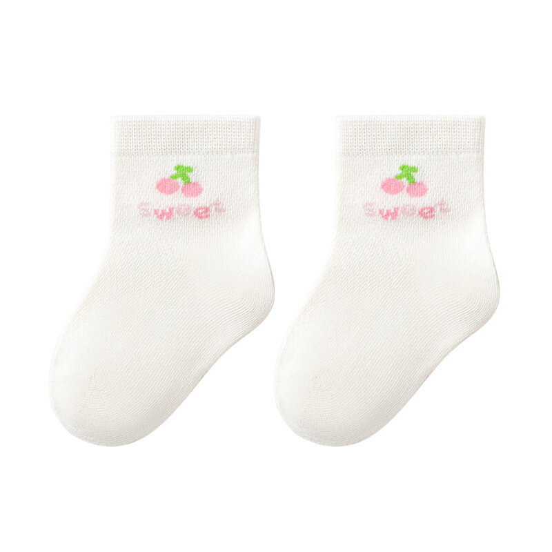 Новинка 2024, детские милые праздничные тонкие хлопковые носки розового цвета