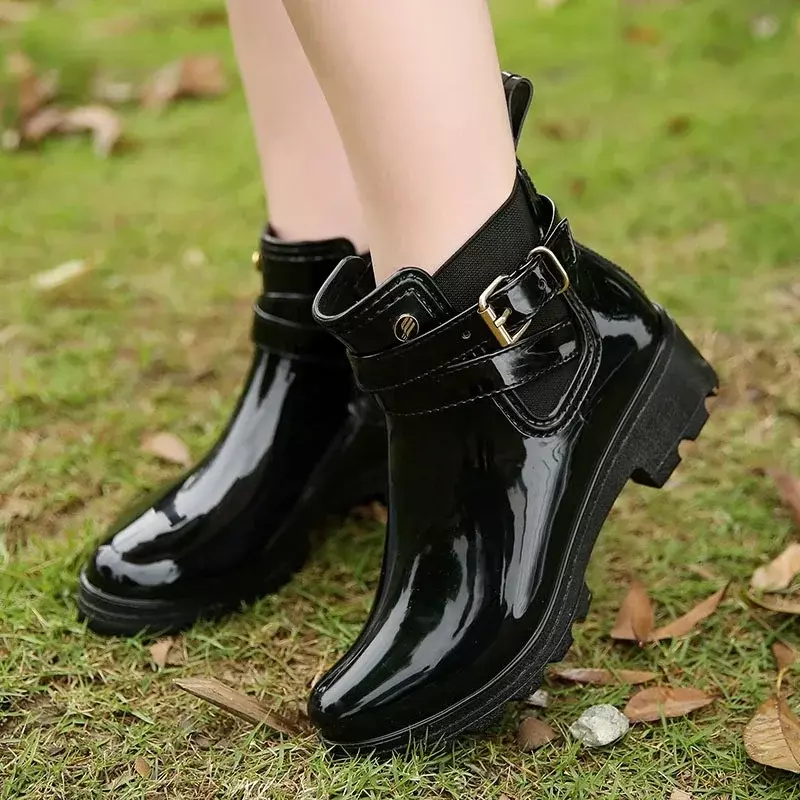 Женские непромокаемые ботинки, женские резиновые ботинки, модная Уличная Повседневная Женская обувь резиновые сапоги на платформе 인