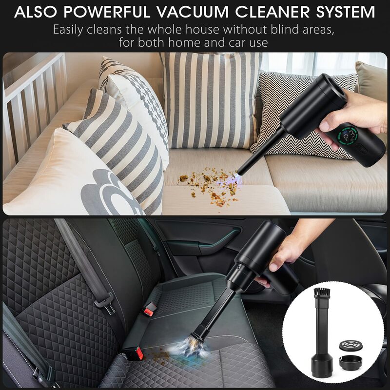 Portable Compressed Air Duster 2 in 1 Air Blower & Vacuum Cleaner Cordless 3 Speed Air Blower for Keyboard Computer Car Cleaning