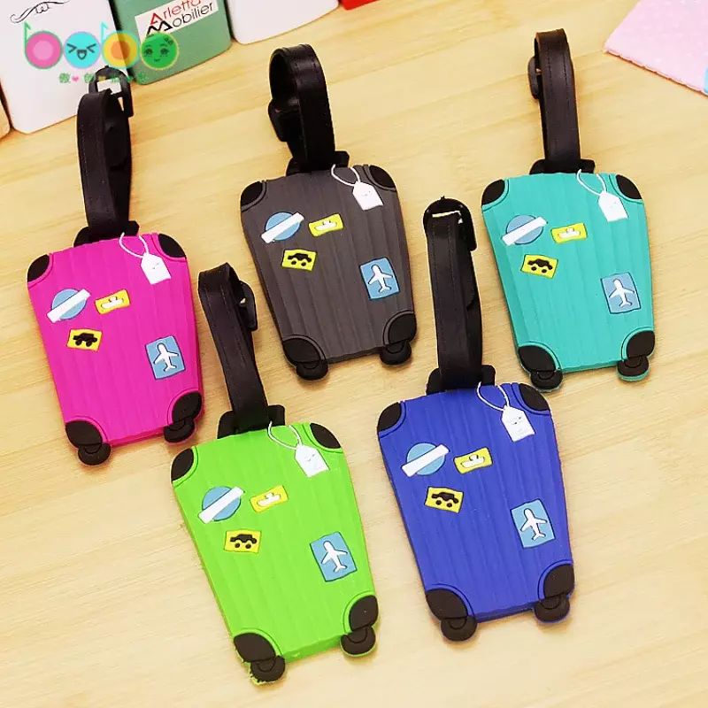Etiquetas de equipaje de silicona para niñas y niños, accesorios de viaje para bolsos, etiqueta de equipaje portátil, estilo de dibujos animados, cubierta de tarjeta, nueva moda